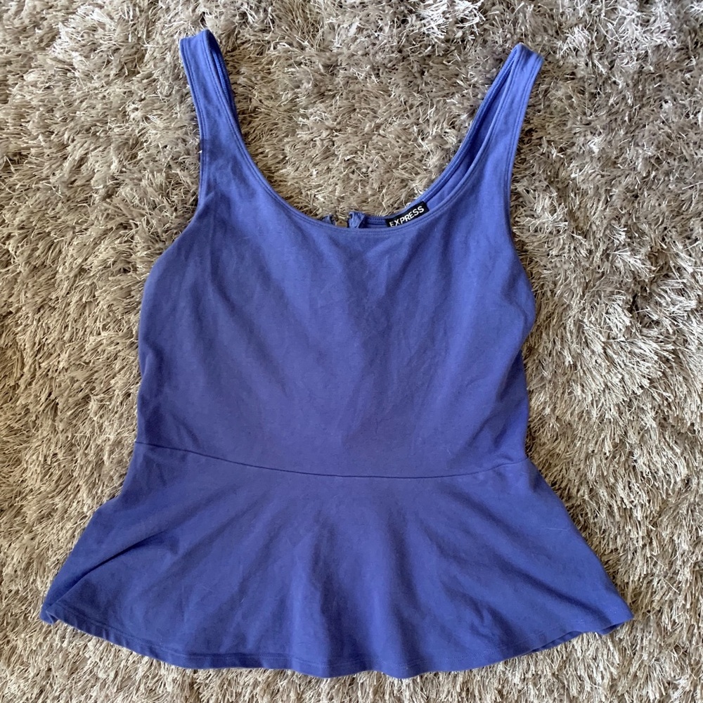 EXPRESS Peplum Tank Top Shirt Medium M Blue